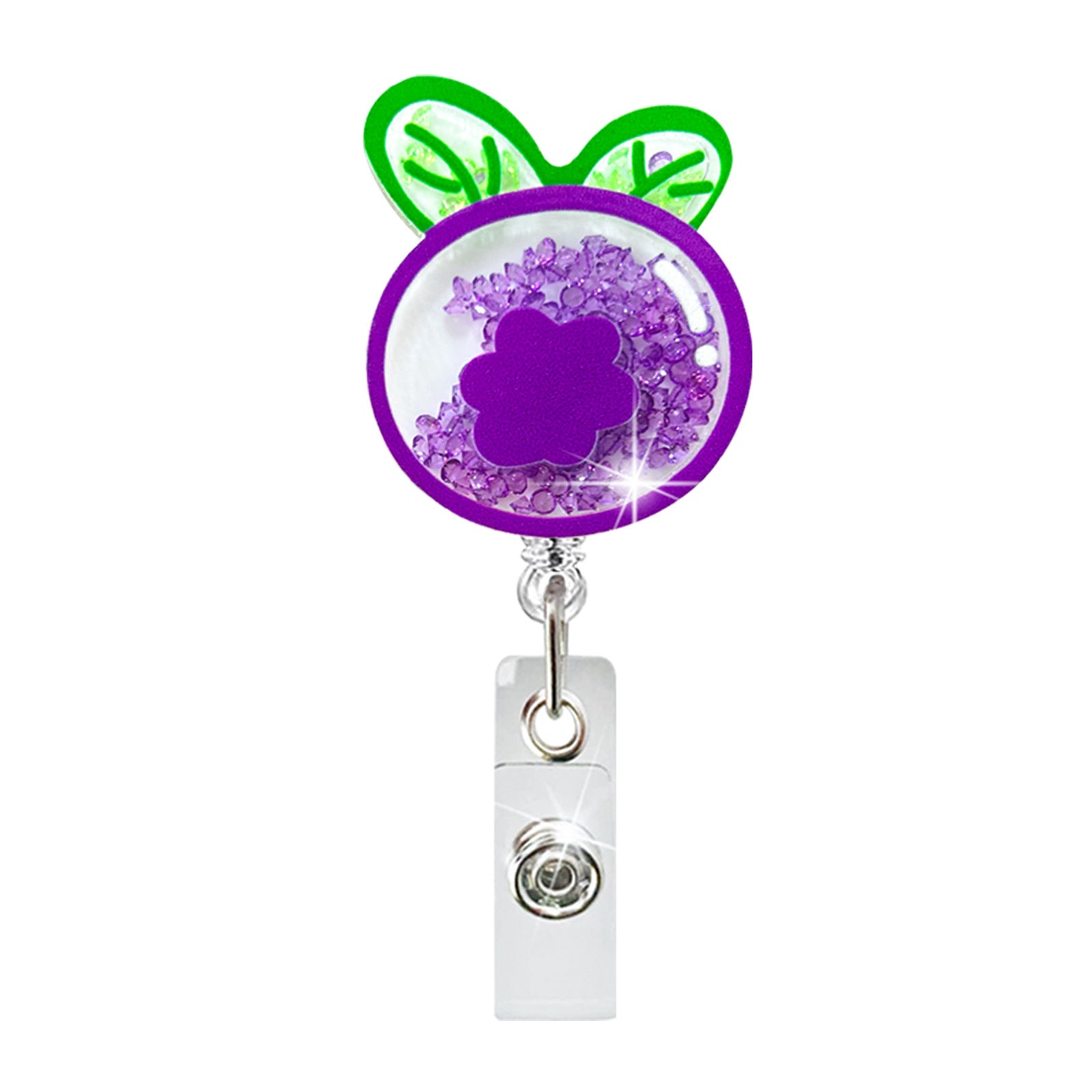Wholesale Acrylic Quicksand Rhinestone Fruit Strawberry Watermelon Telescopic Badge Scroll Keychain